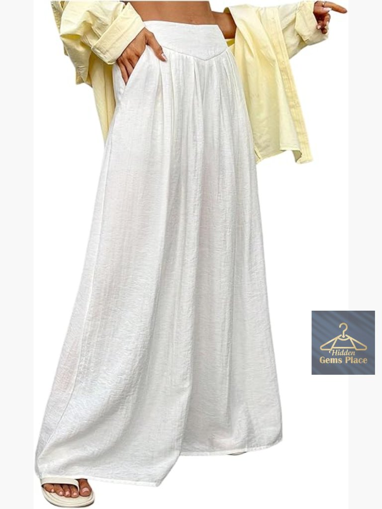 Wide Leg Palazzo Pants High Waist Flowy Flared Sheer Summer Beach Casual
